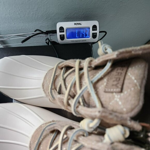 Sperry Womens 8.5M WOOL Duck Boots Beige Cream Quilted Upper Rubber Sole - Picture 12 of 14